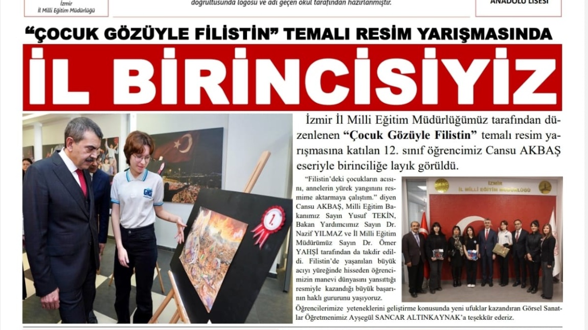 Yeni İzmir Gazetesinde Okulumuzu Tanıttık